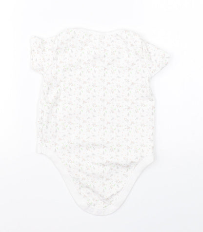 F&F Girls White Floral Cotton Babygrow One-Piece Size 18-24 Months