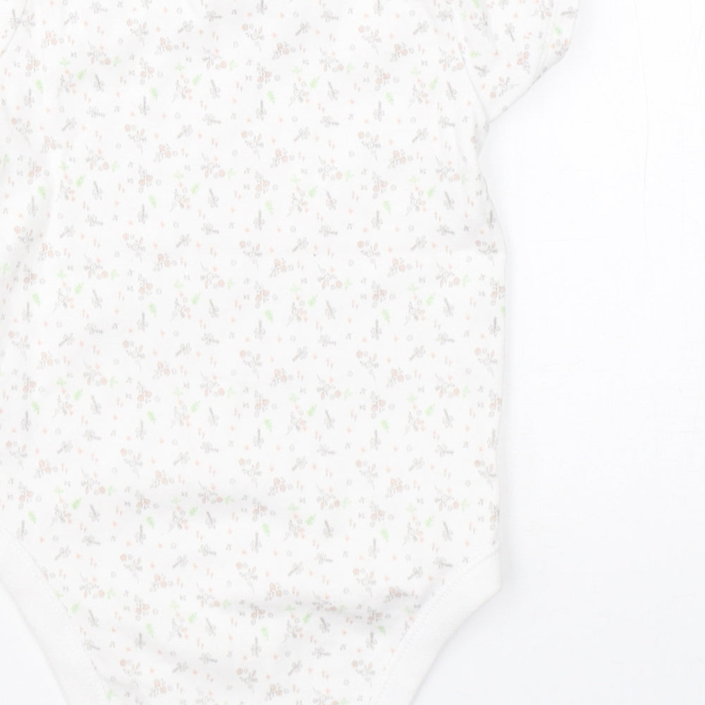 F&F Girls White Floral Cotton Babygrow One-Piece Size 18-24 Months