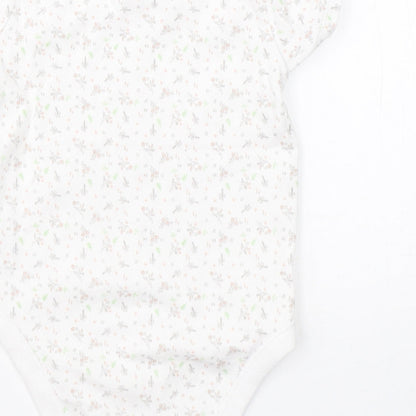 F&F Girls White Floral Cotton Babygrow One-Piece Size 18-24 Months