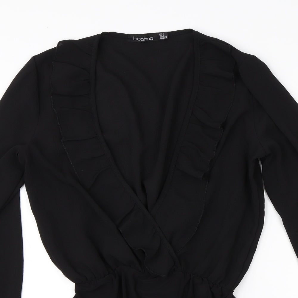 Boohoo Womens Black  Polyester Romper One-Piece Size 8