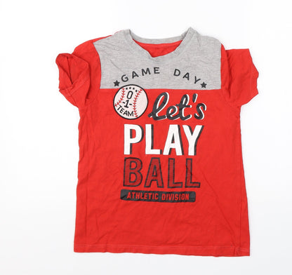 George Boys Red  Cotton Basic T-Shirt Size 10-11 Years Round Neck
