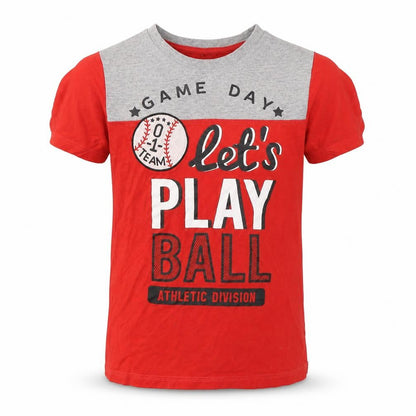 Front view of George boys’ red cotton basic t-shirt, size 10-11, years round neck