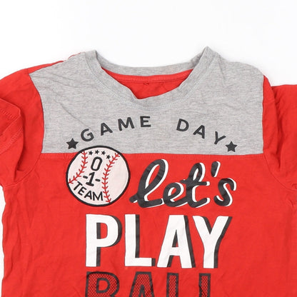 George Boys Red  Cotton Basic T-Shirt Size 10-11 Years Round Neck