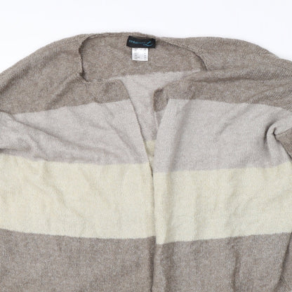 Creations Womens Beige Round Neck Striped Polyamide Cardigan Jumper Size 12