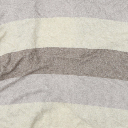 Creations Womens Beige Round Neck Striped Polyamide Cardigan Jumper Size 12
