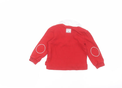 Back view of Baby power Baby Red Cotton Basic Polo, size 18-24, Months Collared