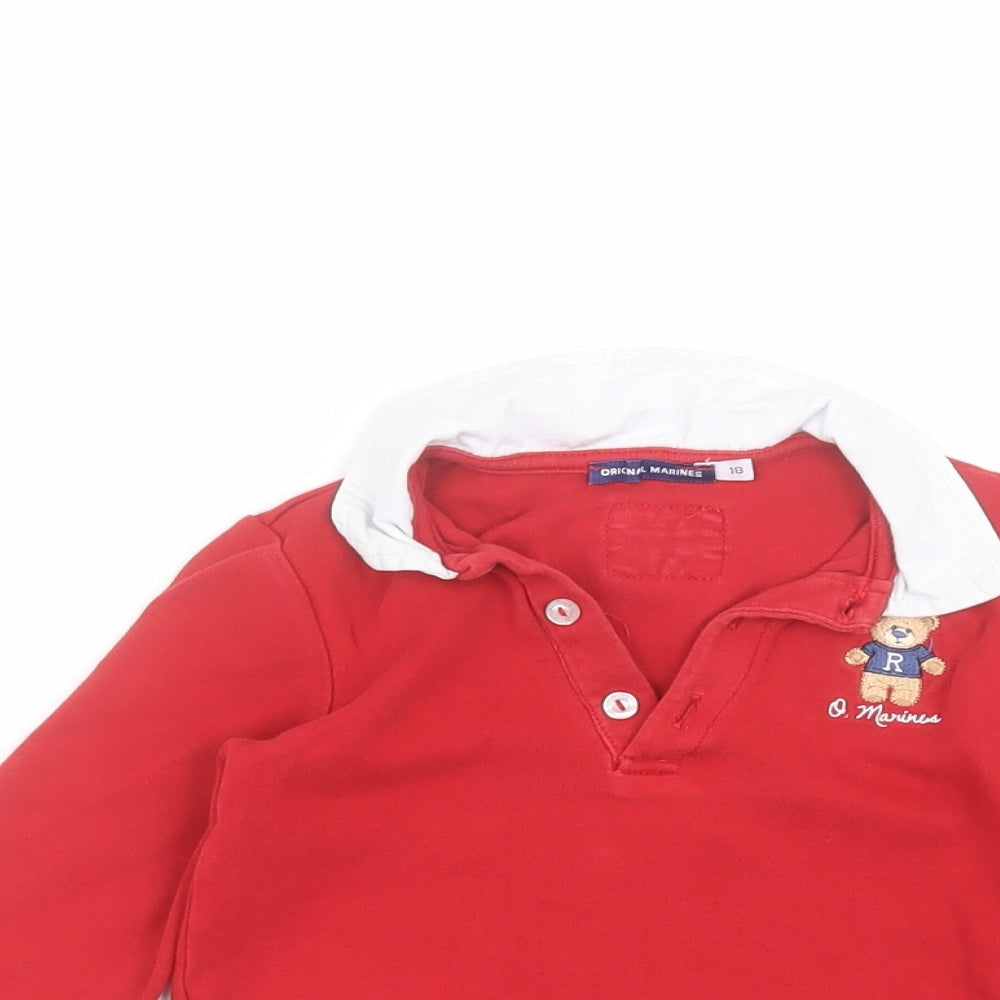 Close-up detail of Baby power Baby Red Cotton Basic Polo, size 18-24, Months Collared