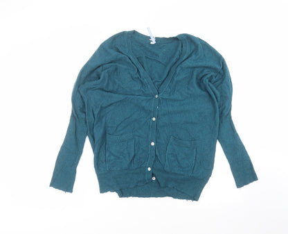 Womens UK Size 16 Note Blue Cardigan Jumper