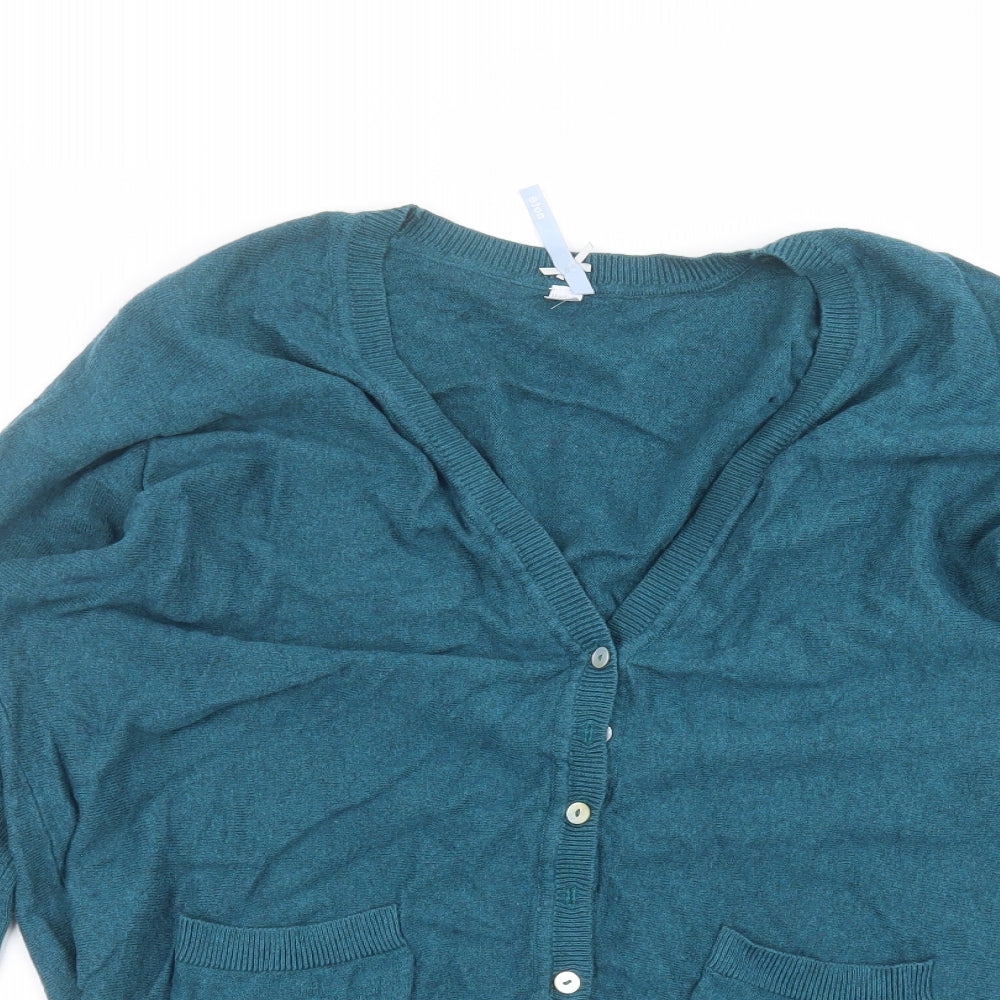 Womens UK Size 16 Note Blue Cardigan Jumper