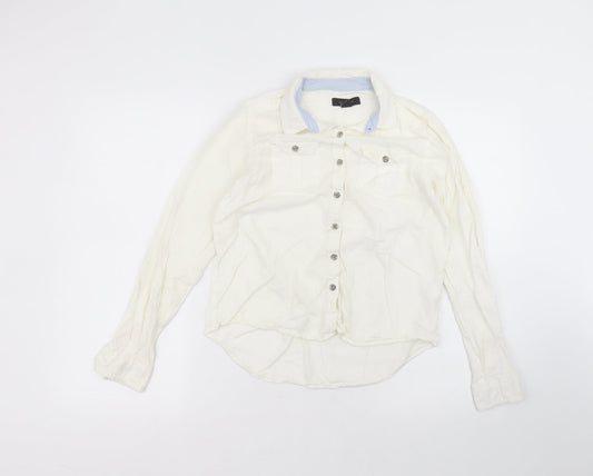 Atmosphere Womens White  Cotton Basic Button-Up Size 8 Collared