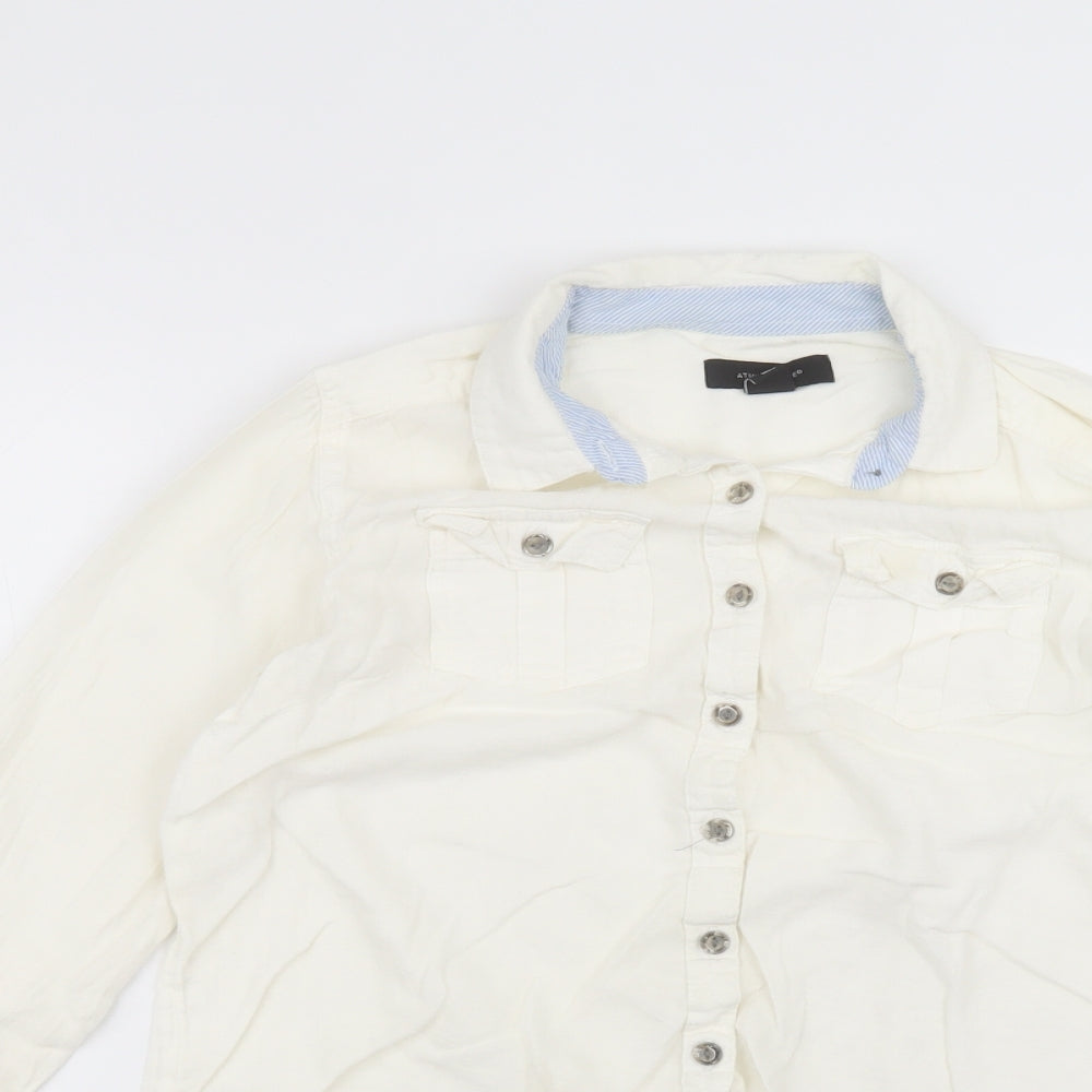 Atmosphere Womens White  Cotton Basic Button-Up Size 8 Collared