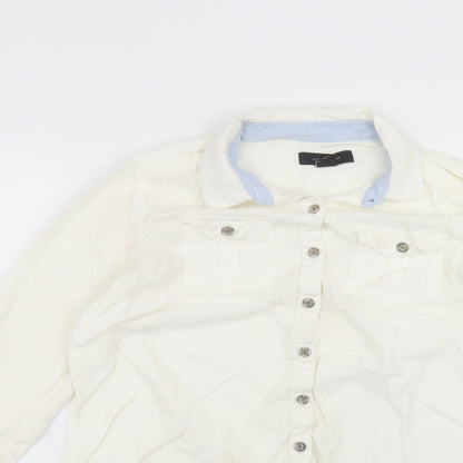 Atmosphere Womens White  Cotton Basic Button-Up Size 8 Collared