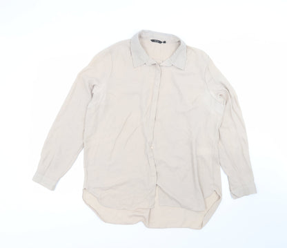 Iconic Womens Brown  Polyester Basic Button-Up Size 16 Collared