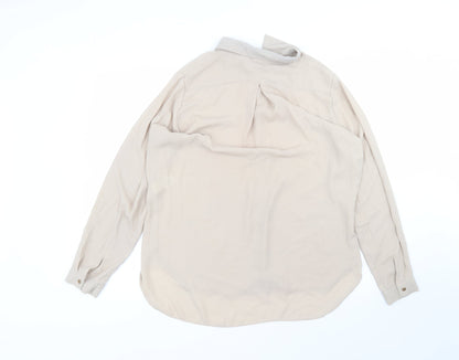 Iconic Womens Brown  Polyester Basic Button-Up Size 16 Collared