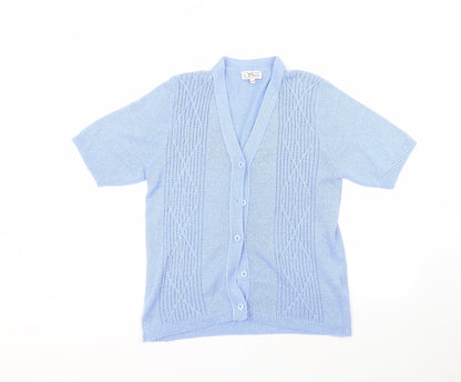 Anne smith Womens Blue V-Neck  Acrylic Cardigan Jumper Size S