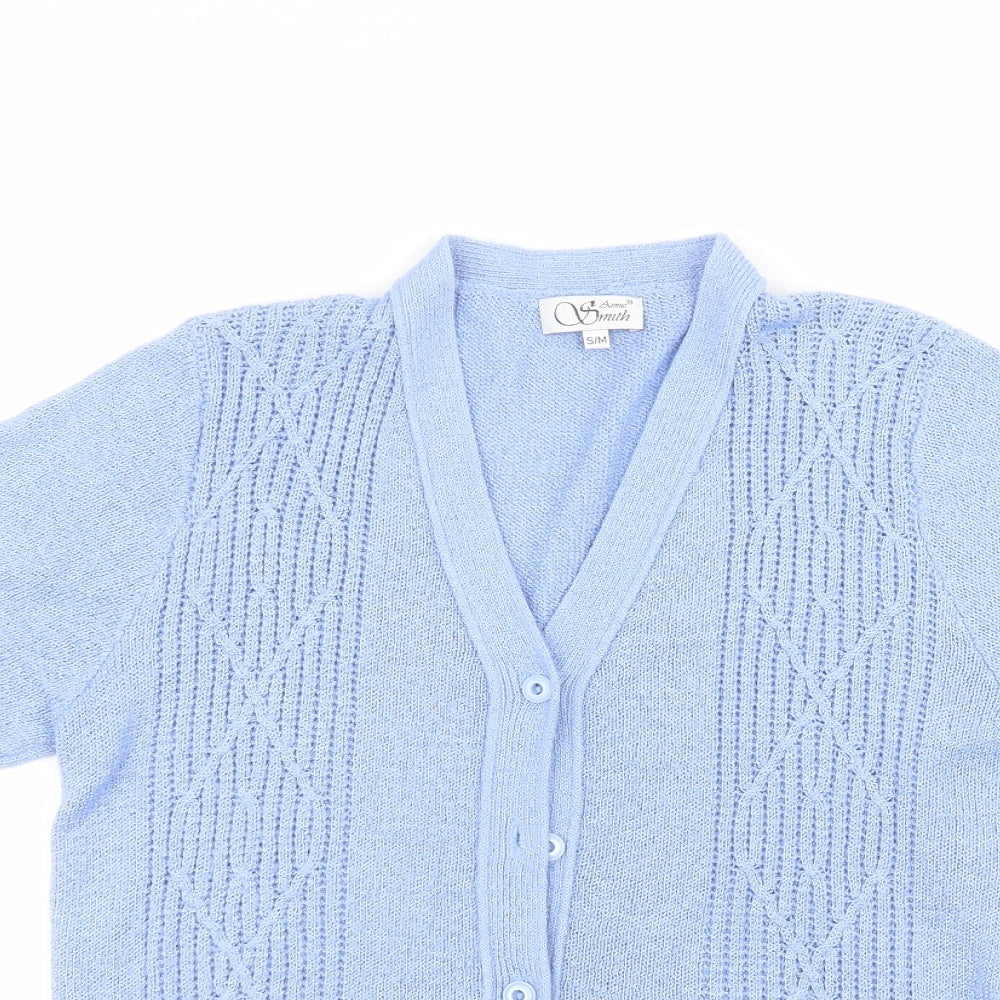 Anne smith Womens Blue V-Neck  Acrylic Cardigan Jumper Size S