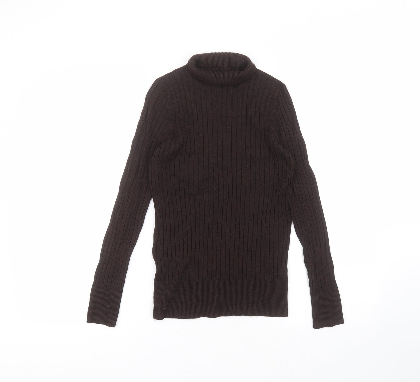 F&F Womens Brown  Viscose Basic T-Shirt Size 14 Roll Neck