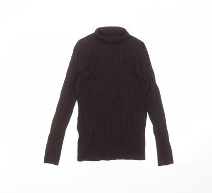 F&F Womens Brown  Viscose Basic T-Shirt Size 14 Roll Neck