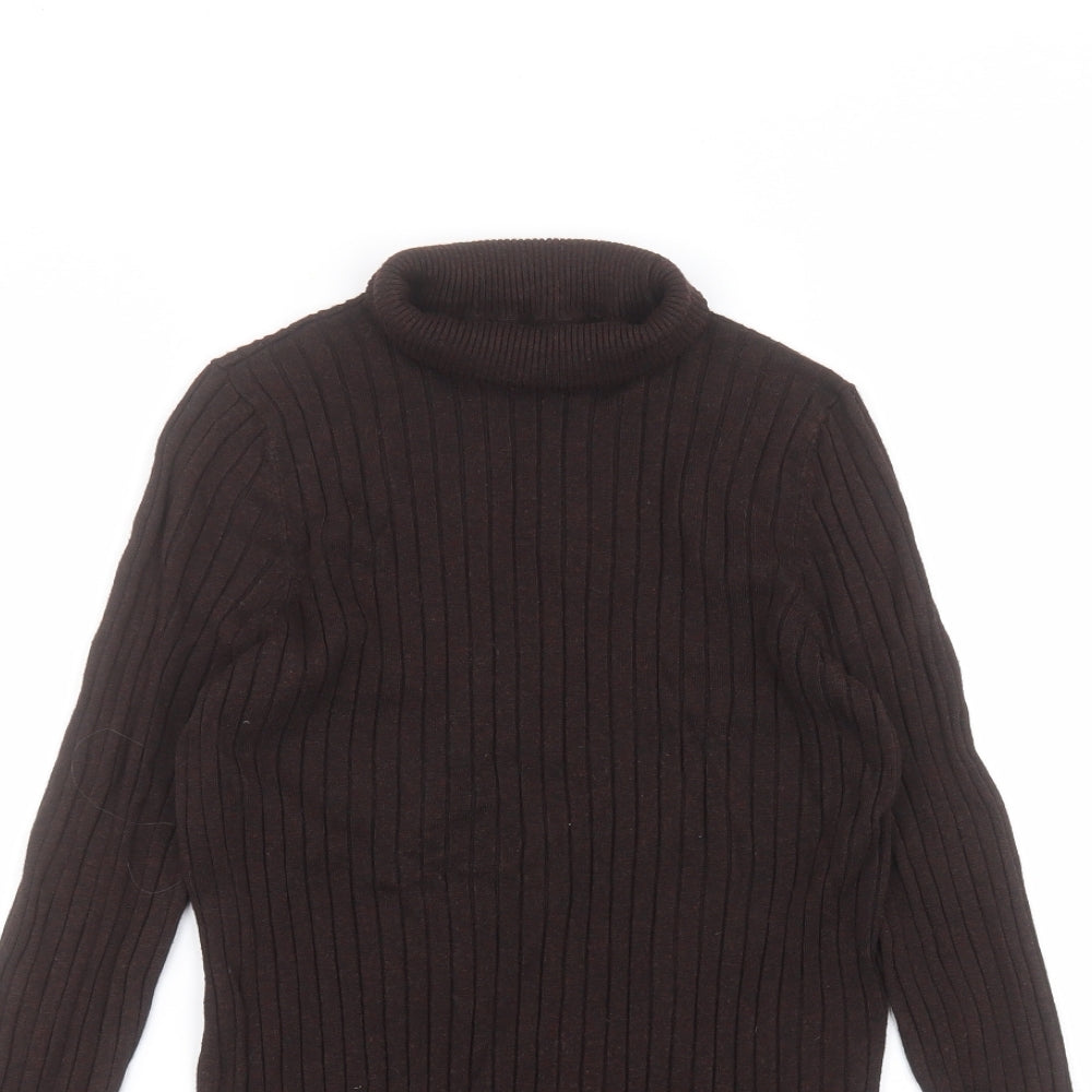 F&F Womens Brown  Viscose Basic T-Shirt Size 14 Roll Neck