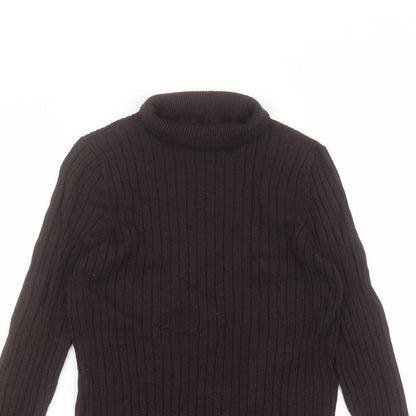 F&F Womens Brown  Viscose Basic T-Shirt Size 14 Roll Neck