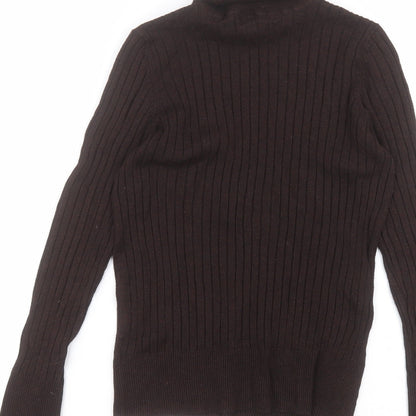 F&F Womens Brown  Viscose Basic T-Shirt Size 14 Roll Neck