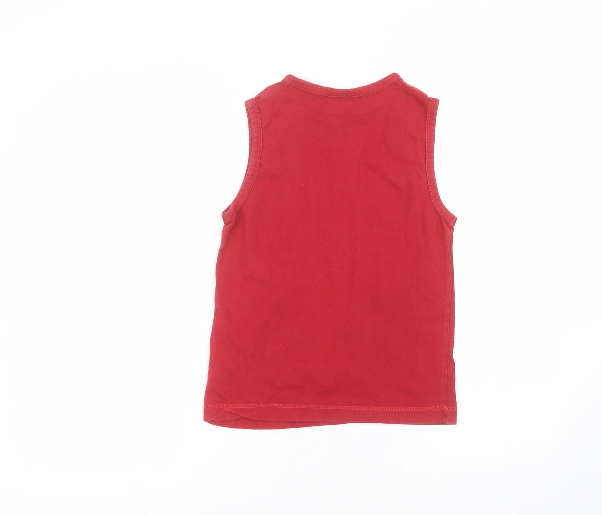 Back view of Reebok boys’ red cotton basic tank, size M, round neck