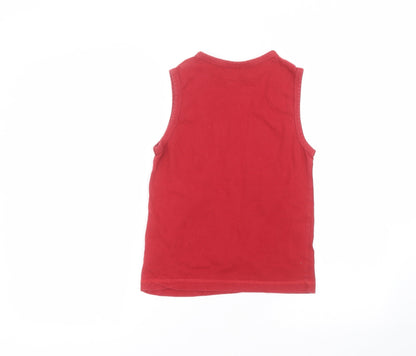 Back view of Reebok boys’ red cotton basic tank, size M, round neck