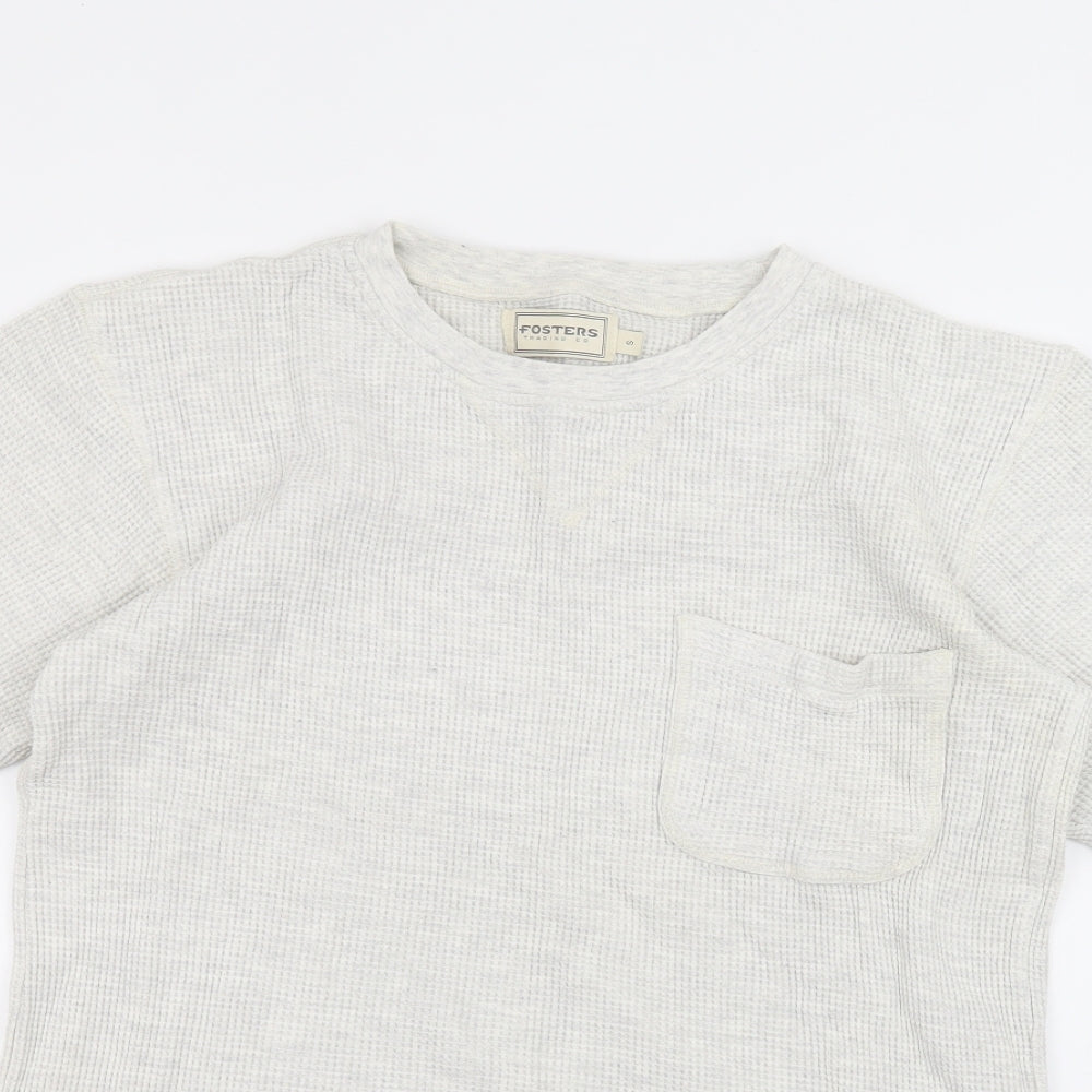 Fosters Womens White Round Neck  Cotton Pullover Jumper Size S