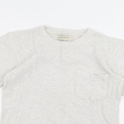 Fosters Womens White Round Neck  Cotton Pullover Jumper Size S