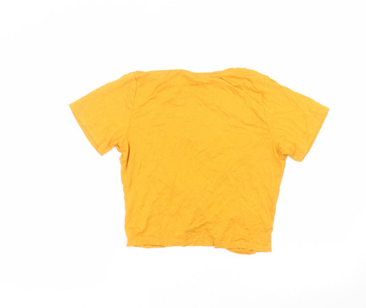 Primark Womens Yellow  Viscose Basic T-Shirt Size 10 Round Neck