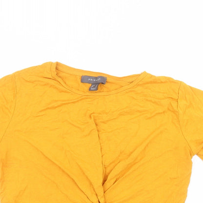 Primark Womens Yellow  Viscose Basic T-Shirt Size 10 Round Neck