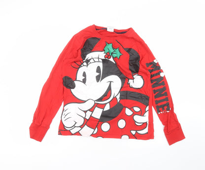 Disney Womens Red  Cotton Basic T-Shirt Size M Round Neck