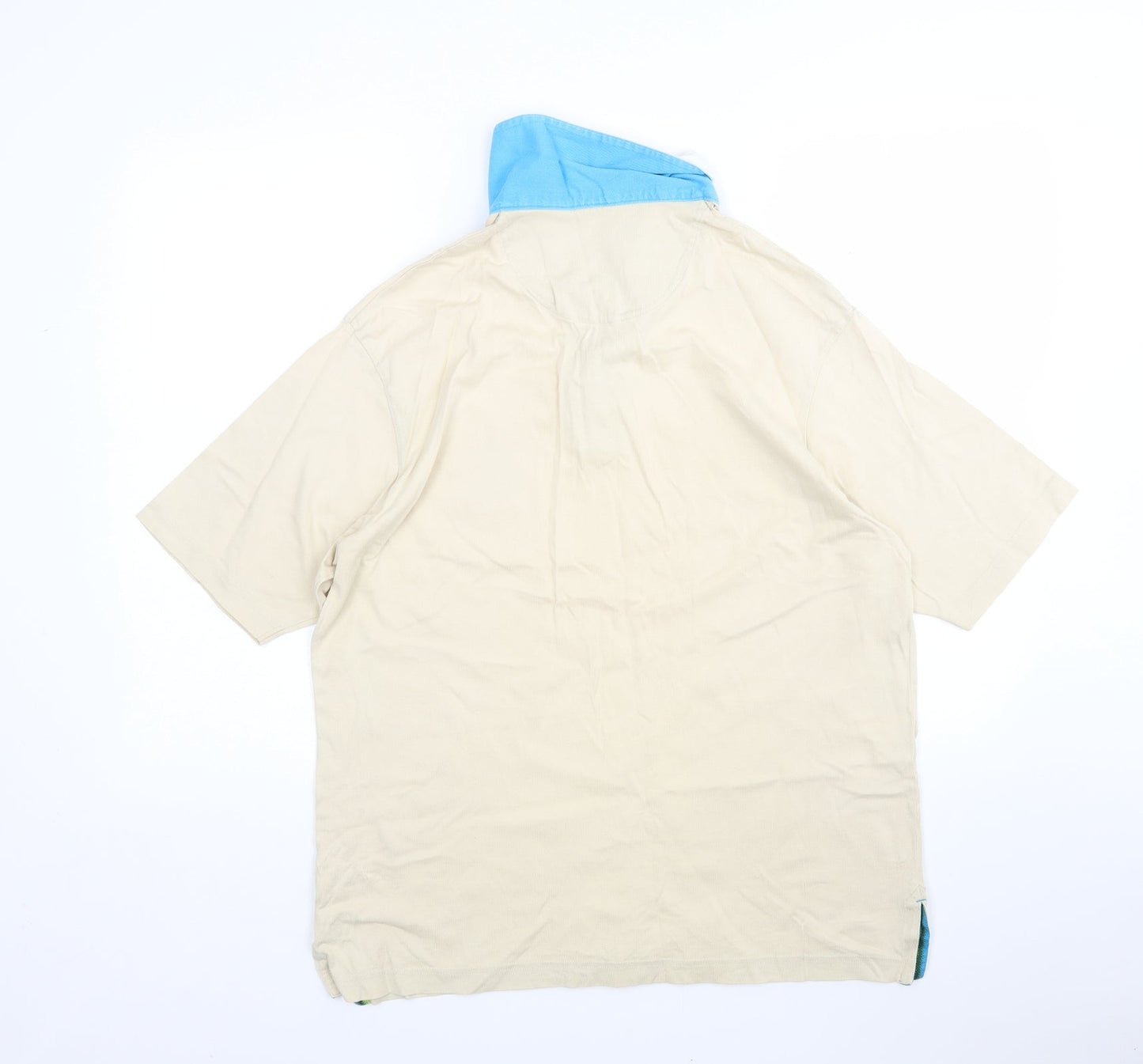 M&S Mens Beige  Cotton  Polo Size M Collared