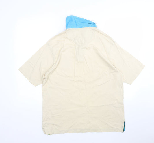 M&S Mens Beige  Cotton  Polo Size M Collared