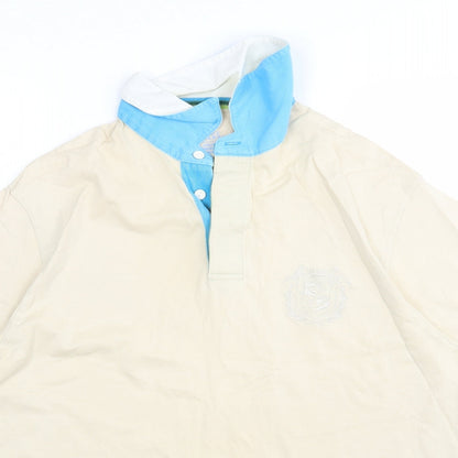 M&S Mens Beige  Cotton  Polo Size M Collared