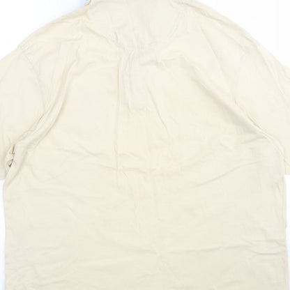 M&S Mens Beige  Cotton  Polo Size M Collared