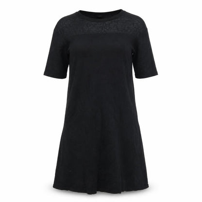 Front view of F&F women’s black viscose jumper dress, size UK 8, round neck