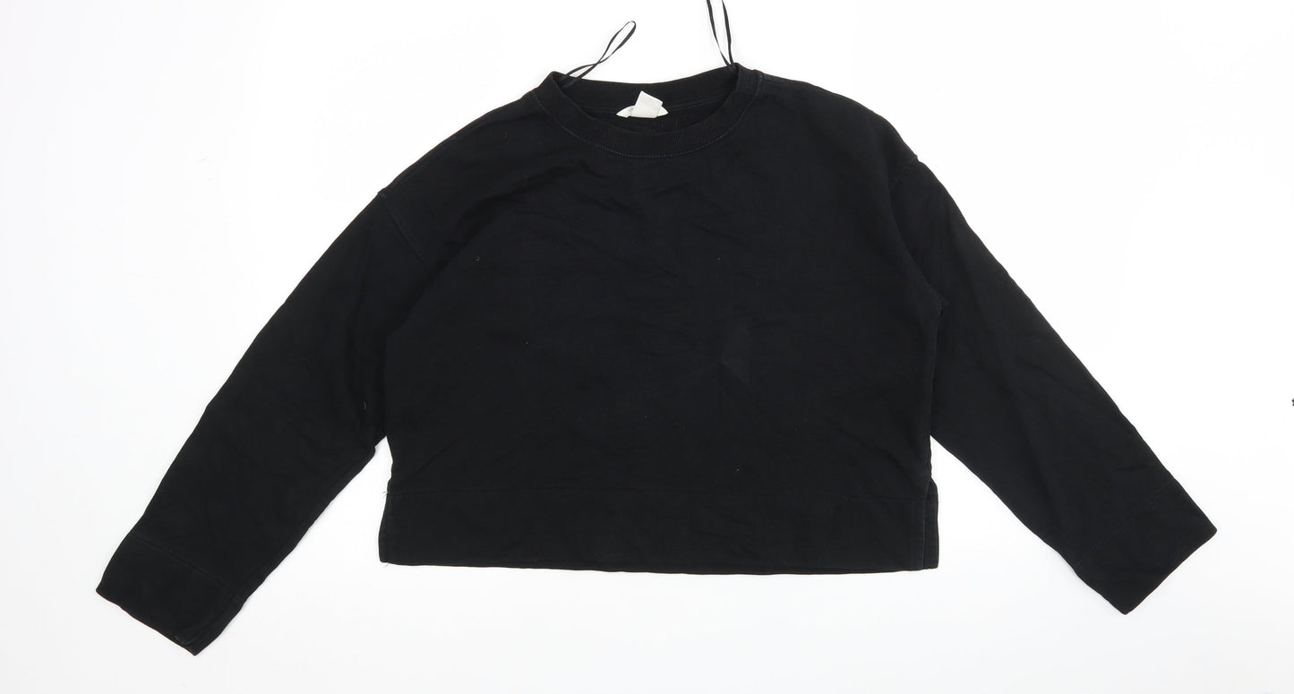 H&M Womens Black  Cotton Pullover Sweatshirt Size XS