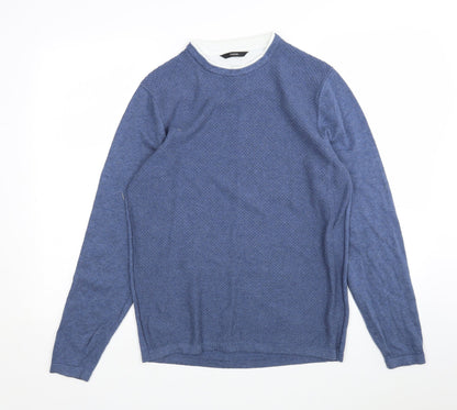 George Womens Blue Round Neck  Cotton Pullover Jumper Size M