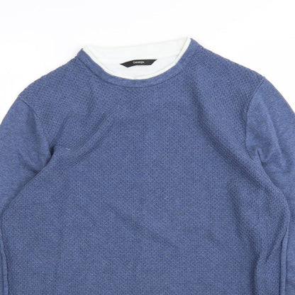 George Womens Blue Round Neck  Cotton Pullover Jumper Size M