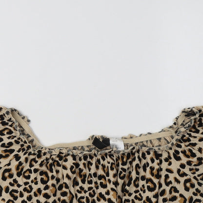 Womens UK Size M H&M Brown Cropped Blouse