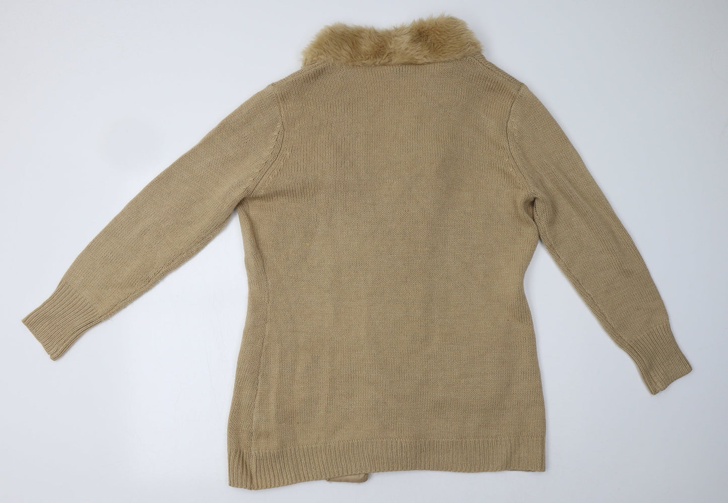 B. Yo Womens Beige   Overcoat Coatigan Size 14