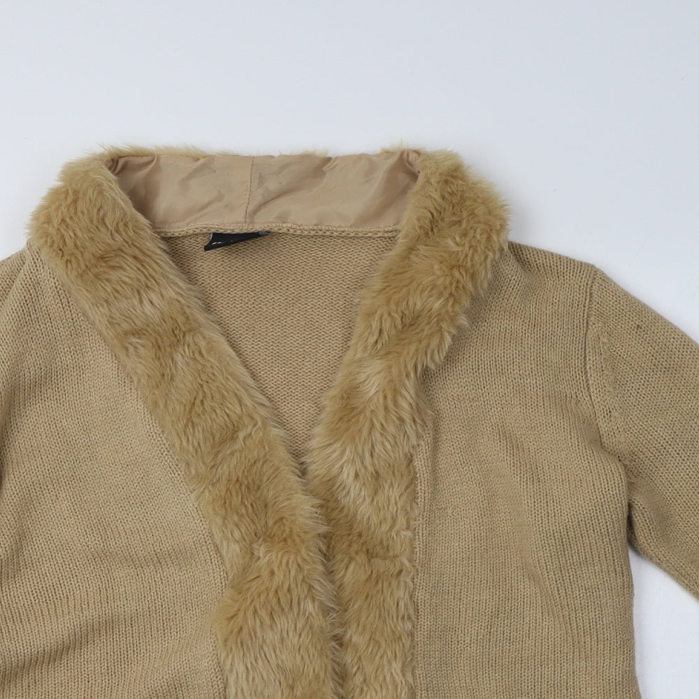 B. Yo Womens Beige   Overcoat Coatigan Size 14