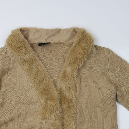 B. Yo Womens Beige   Overcoat Coatigan Size 14