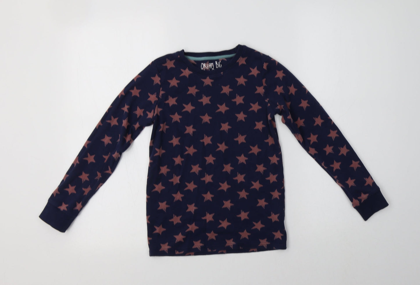 NEXT Girls Blue Geometric Cotton Top Pyjama Top Size 9-10 Years   - Star Print