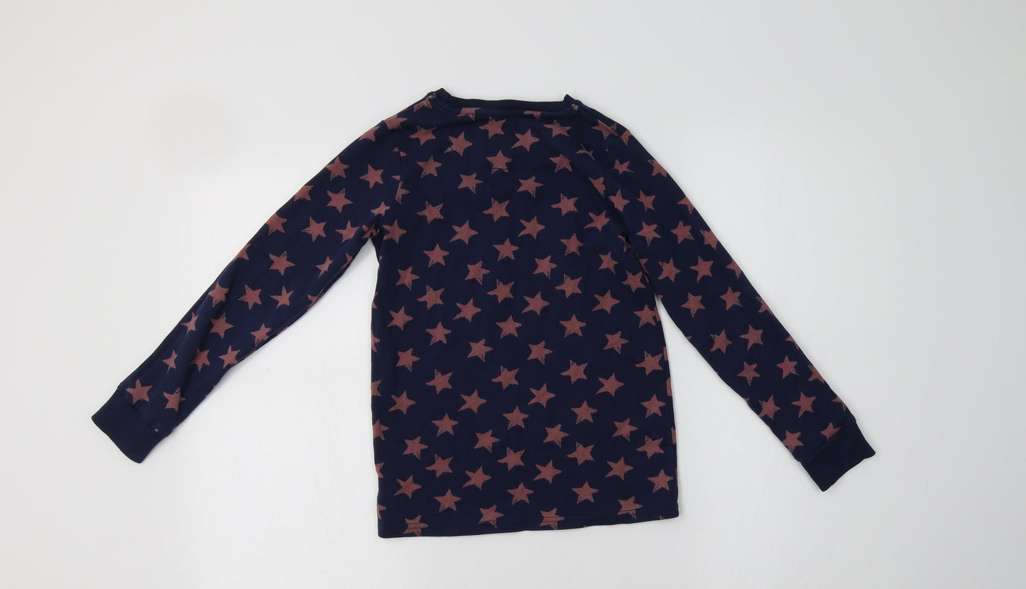 NEXT Girls Blue Geometric Cotton Top Pyjama Top Size 9-10 Years   - Star Print