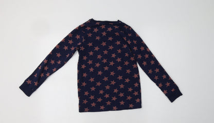 NEXT Girls Blue Geometric Cotton Top Pyjama Top Size 9-10 Years   - Star Print
