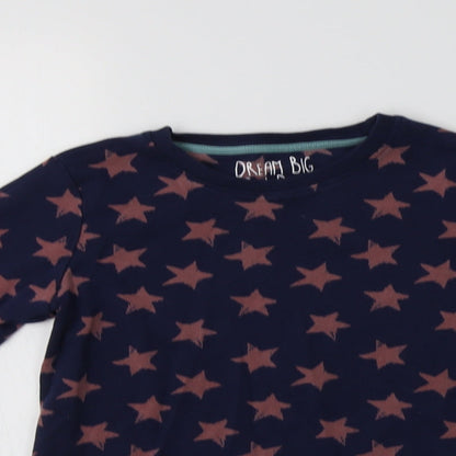 NEXT Girls Blue Geometric Cotton Top Pyjama Top Size 9-10 Years   - Star Print