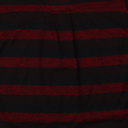 New Collection Womens Red V-Neck Striped Acrylic Pullover Jumper Size M