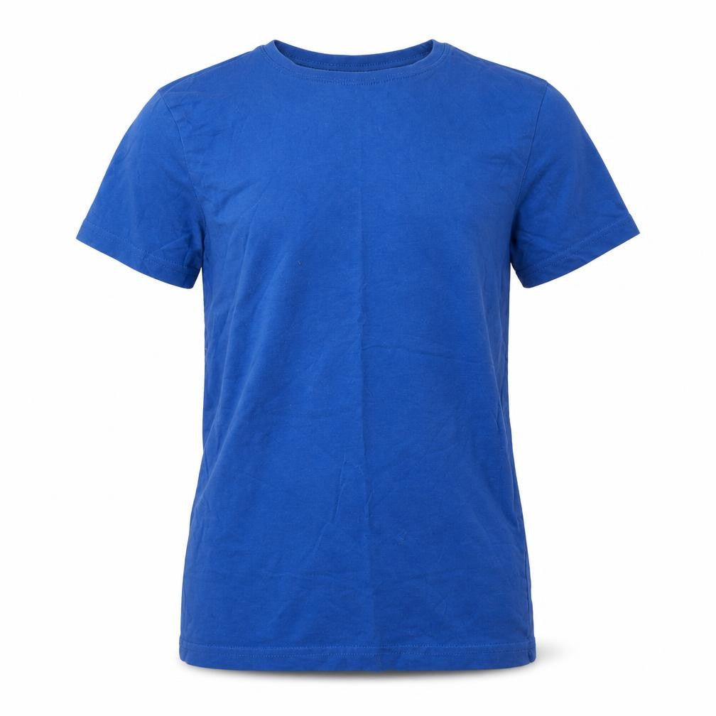 Front view of Urban Outlaws boys’ blue cotton basic polo, size 9-10, years crew neck